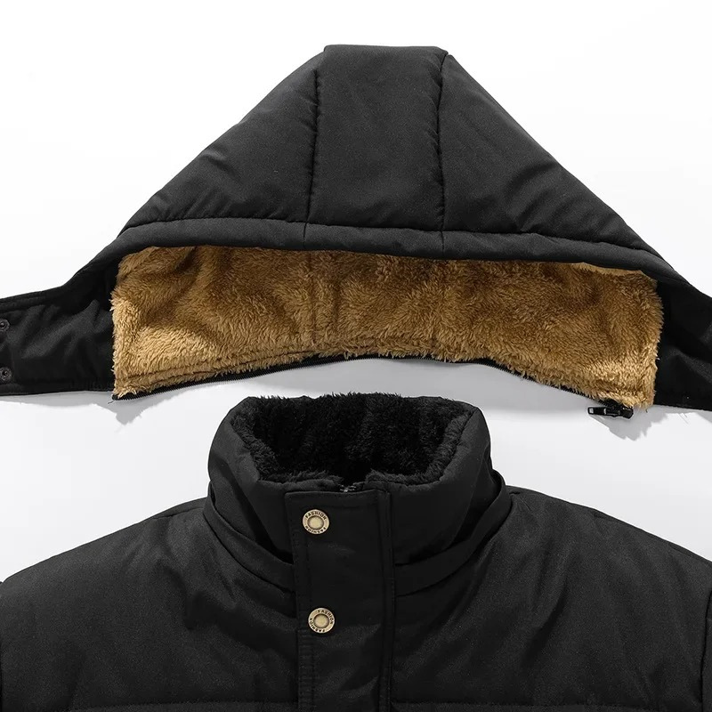 Men's Parka Winter Jacket With Warm Teddy Lining And Detachable Hood