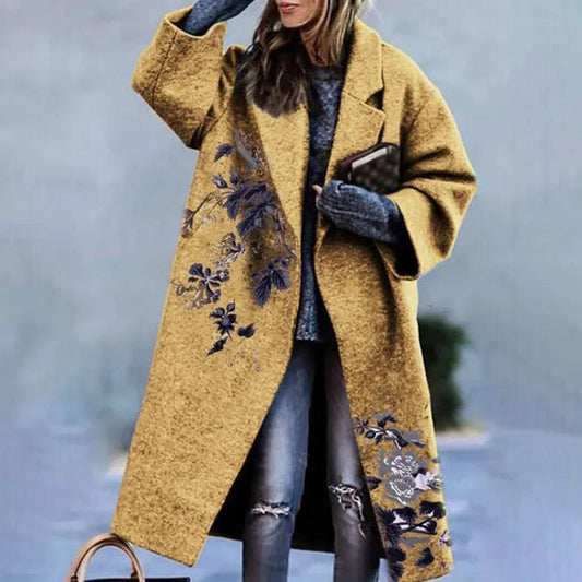 Winter coat with floral pattern