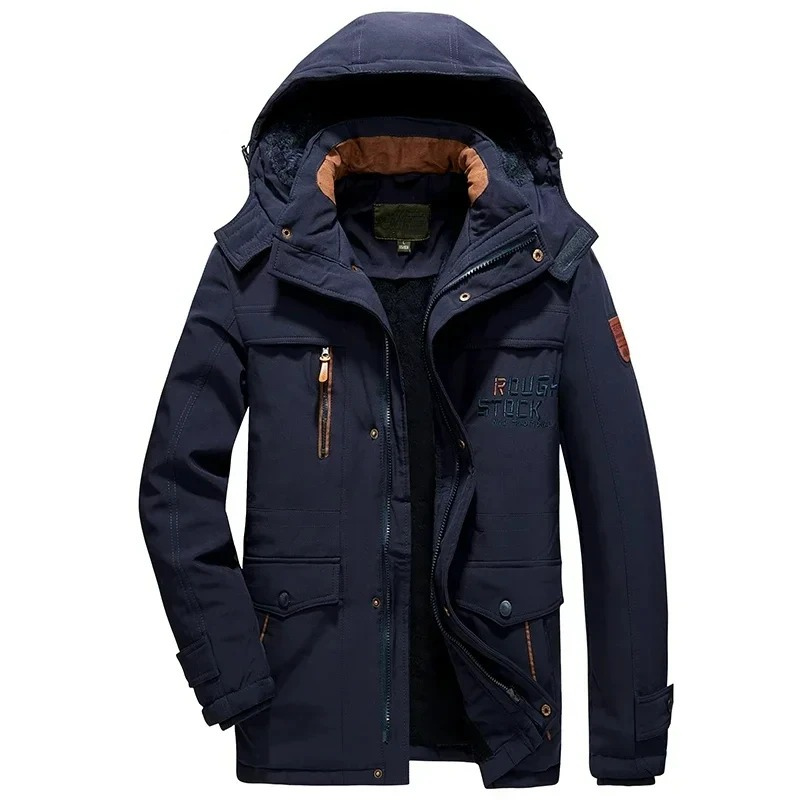 Men's windproof parka jacket with detachable hood