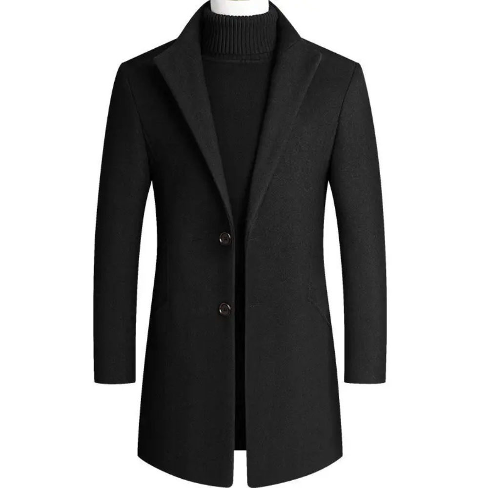 Modern stand-up collar coat with slim fit