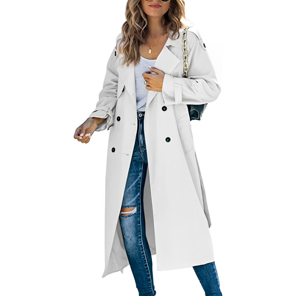 Women's Elegant Trench Coat - Stylish Design with Pockets - Versatile Outerwear for Any Occasion