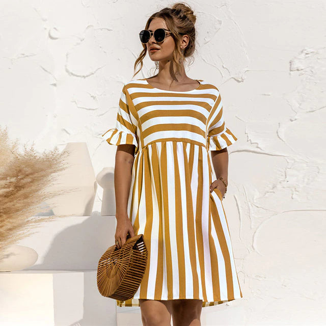 Chic Stylish striped midi dress