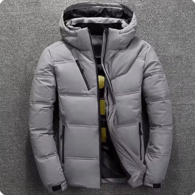 Men's puffer jacket with hood and adjustable drawstring