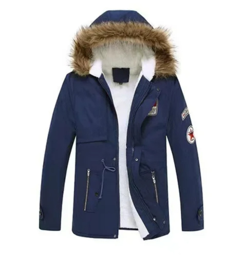 Men's parka winter jacket warmly lined with zip and pockets