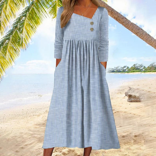 Blue striped casual dress