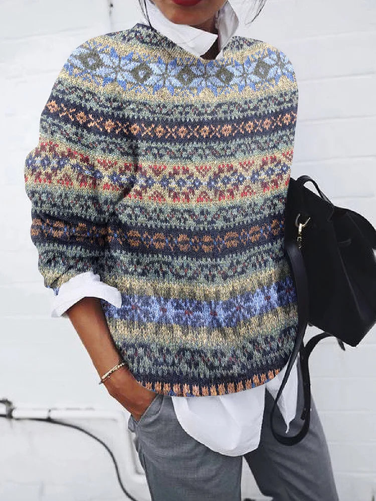 Geometric patterned jumper in vintage style