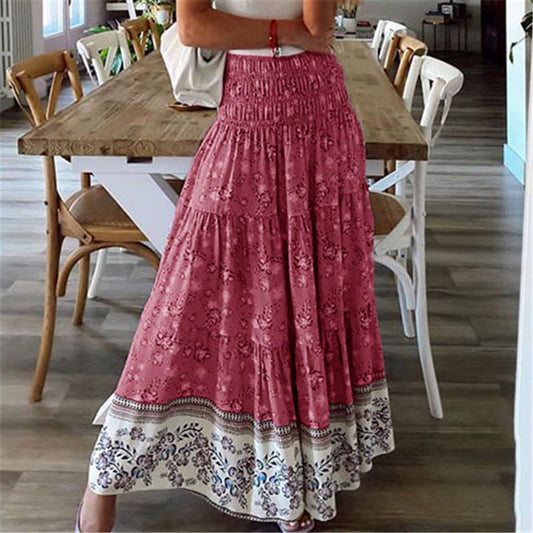 Clothing Printed skirt Casual skirt with high waist Long skirt