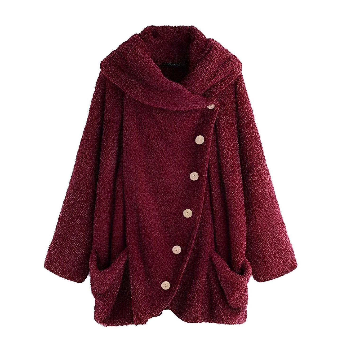 Women - Winter Jacket - Stylish Plush Fabric - Warm Cozy Outerwear for Cold Weather