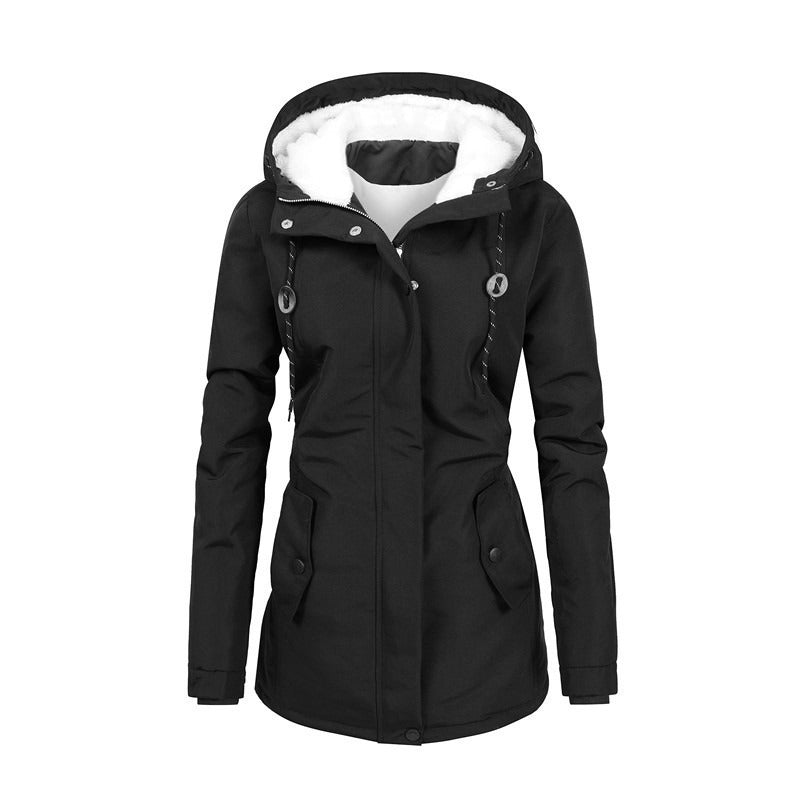 Women - Hooded Jacket - Fleece Lining - Stylish and Cozy Outerwear for Every Season