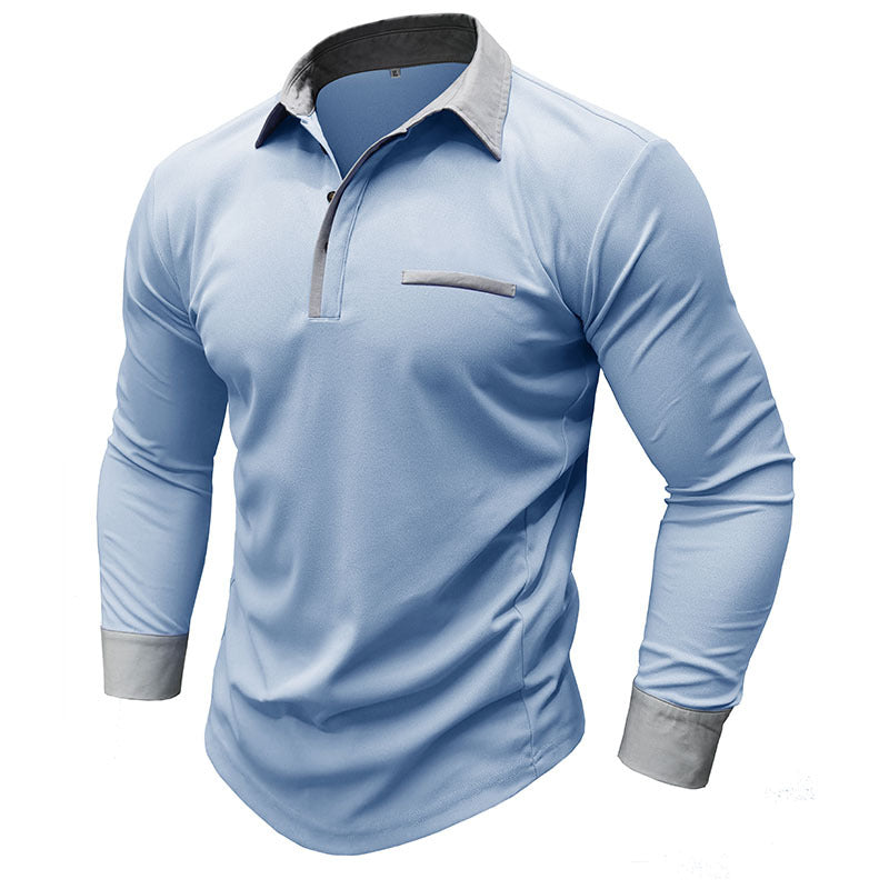 Long-sleeved men's polo shirt with lapels