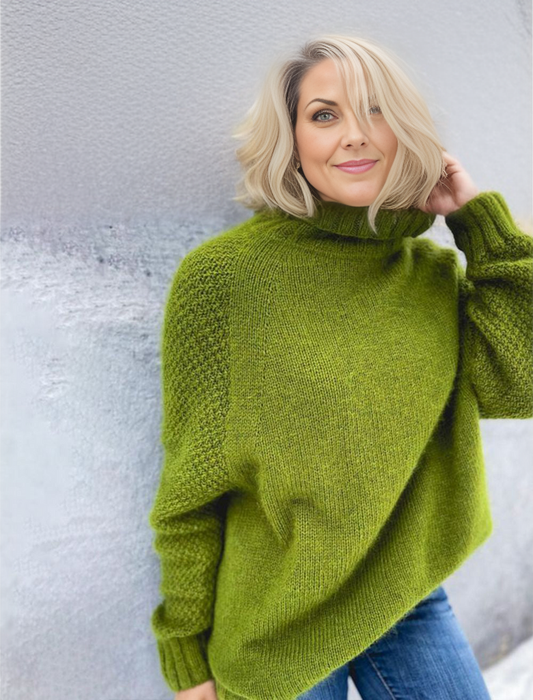 Grass green Oversized Knitted Turtleneck Sweater