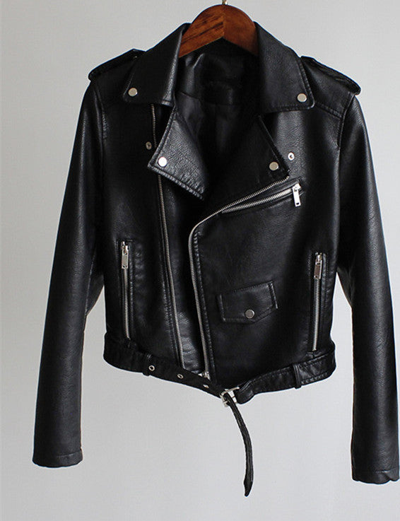 Women's Short Leather Jacket - Stylish Leather Design - Trendy Fashion - Perfect for Any Occasion