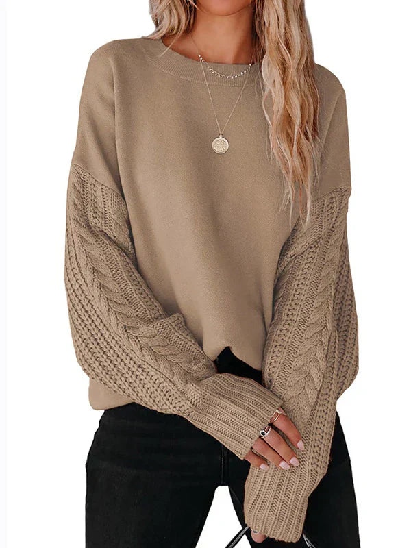 Plain twisted jumper with round collar