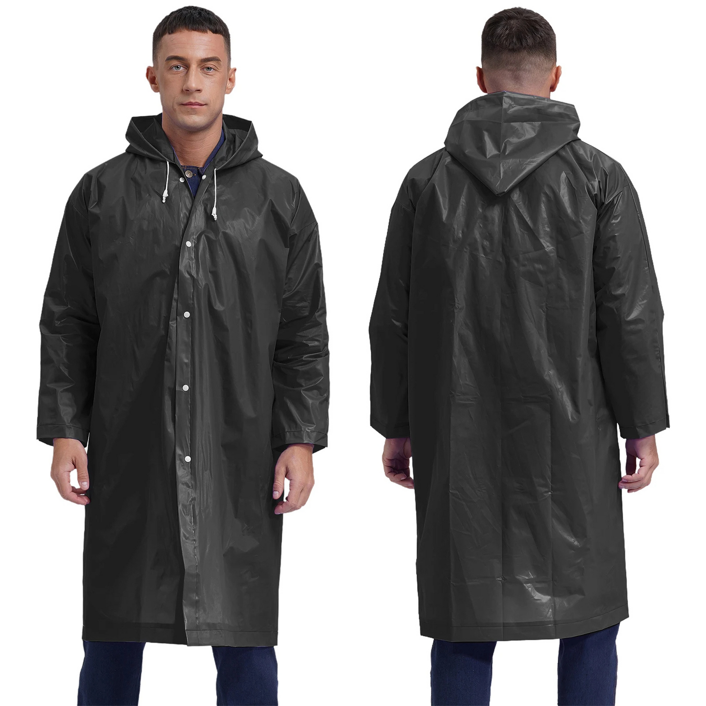 Men's mackintosh long waterproof lightweight with hood