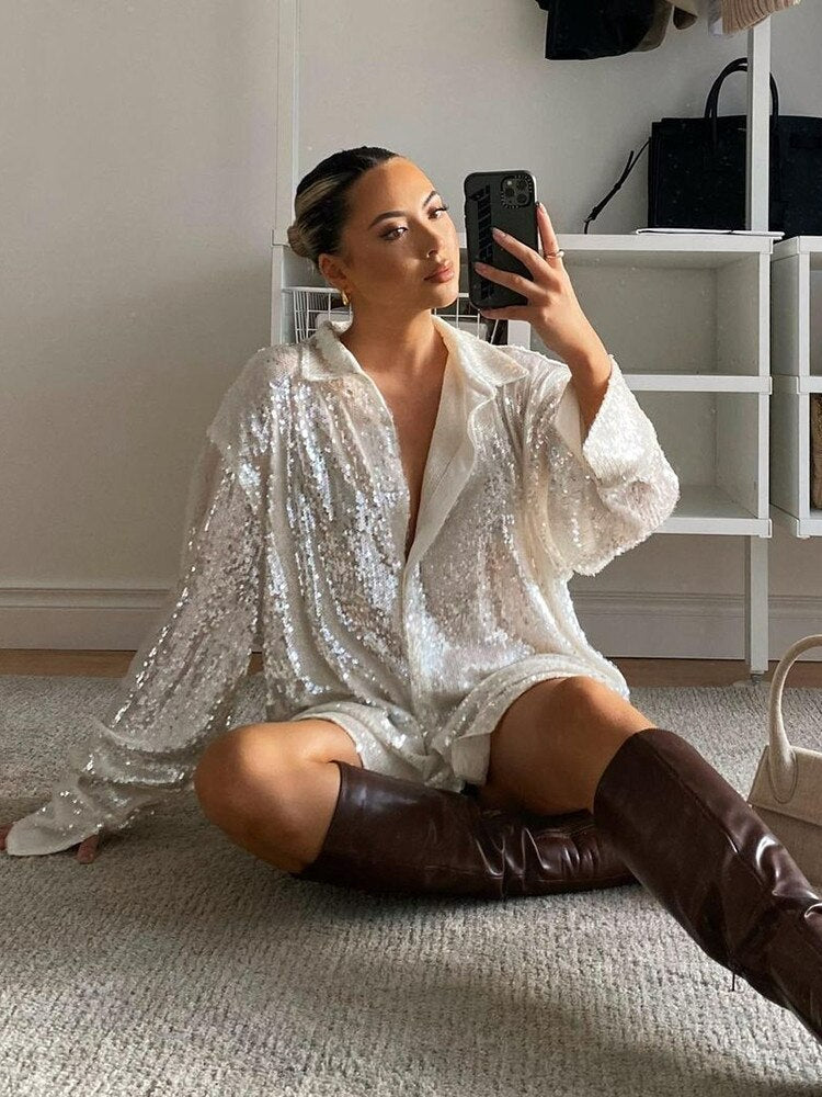 Oversized glitter blouse