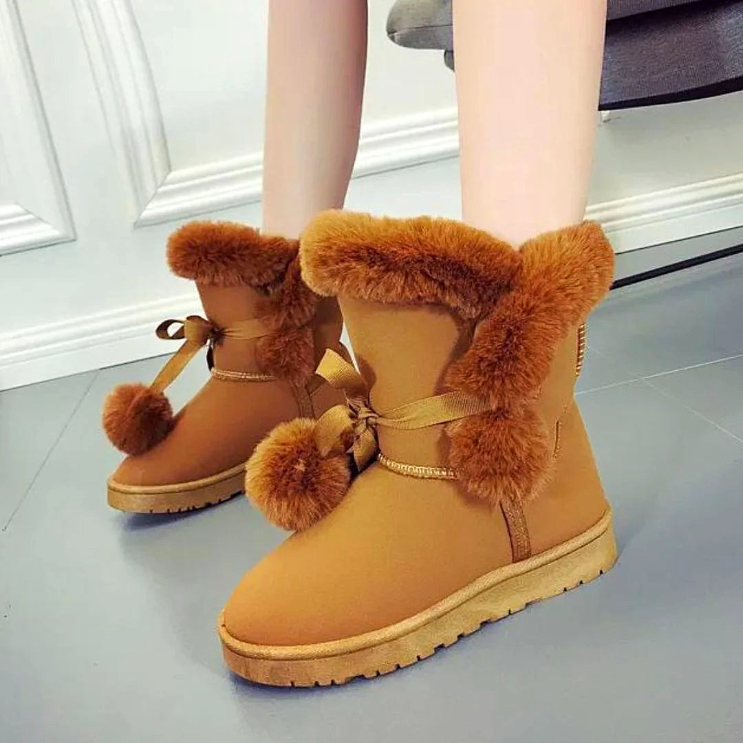 Women - Winter Boots - Elegant Pompon Design - Warm & Stylish Cold Weather Footwear