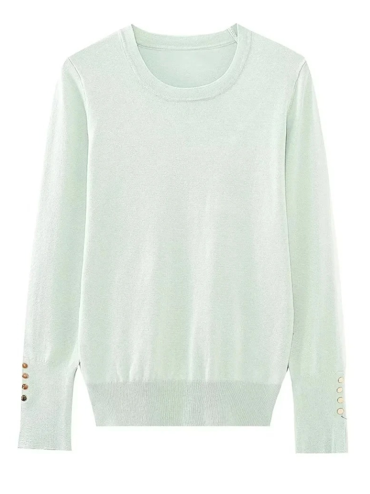 Fashionable Women's Sweater With Button Detail