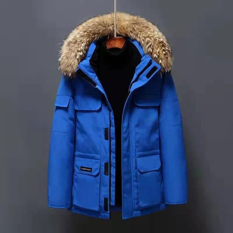 Men's parka winter jacket warmly lined with zip and hood