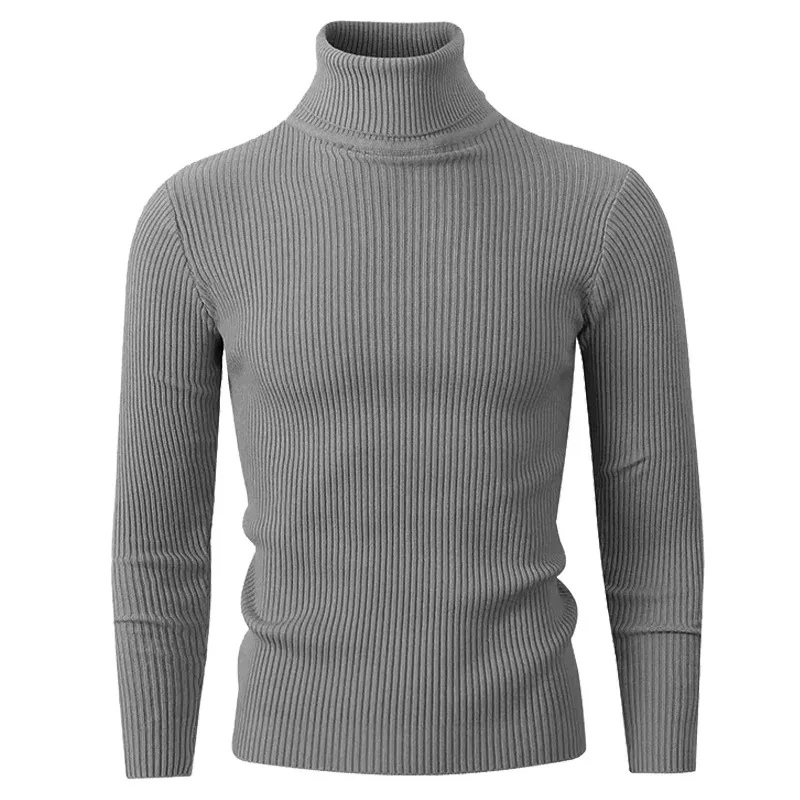 Stylish turtleneck jumper with ribbed structure