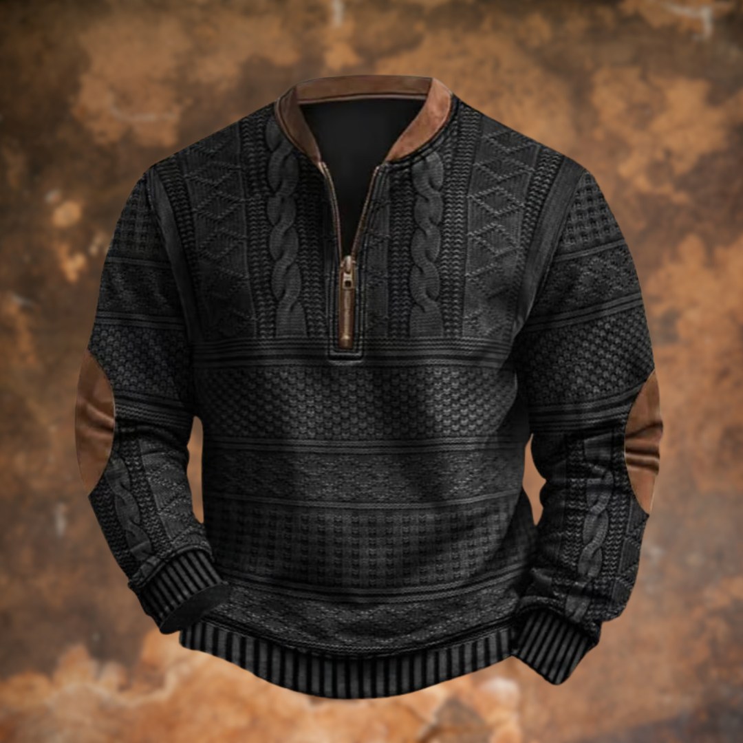 Men - Pullover - Zip Closure - Cozy and Stylish Knit Sweater for Casual Wear