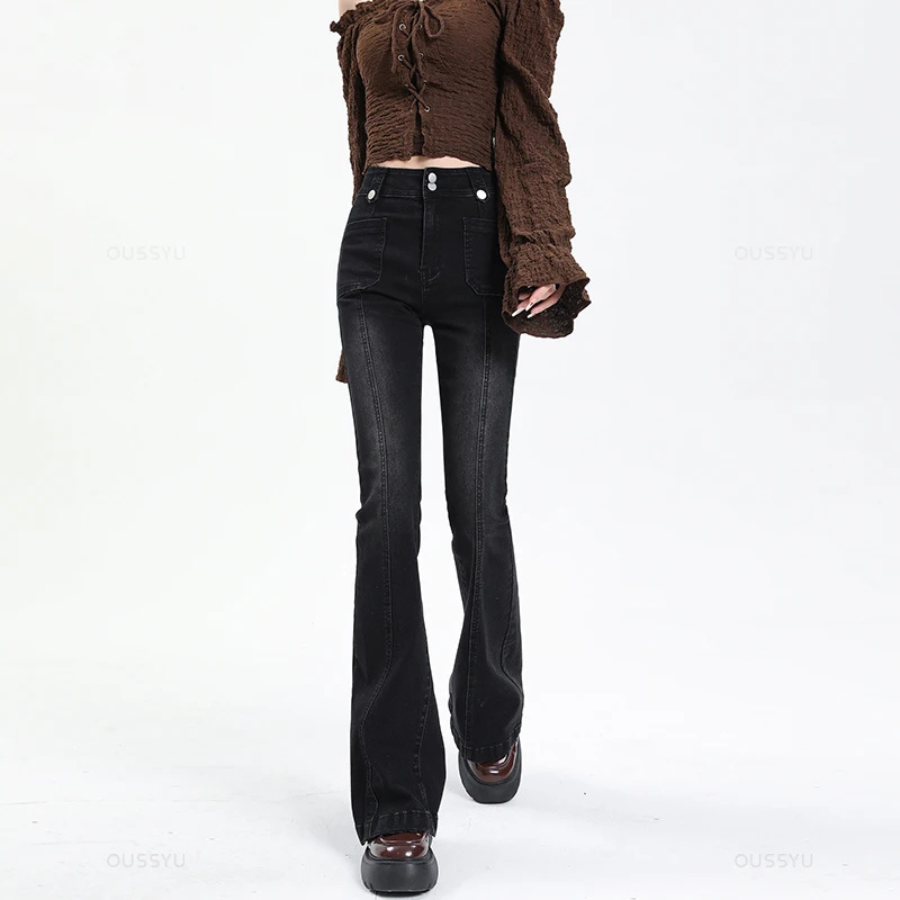 Casual Women's Flared Trousers with Slim Fit Design