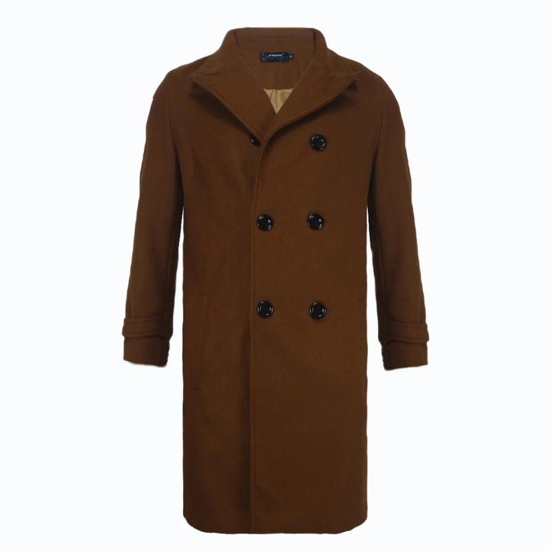 Warm coat with double-button fastening