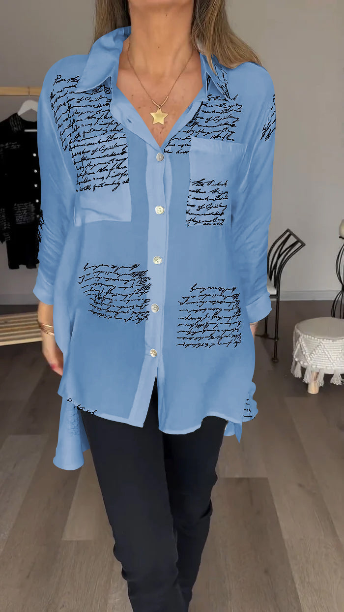 Lapel shirt with letter print