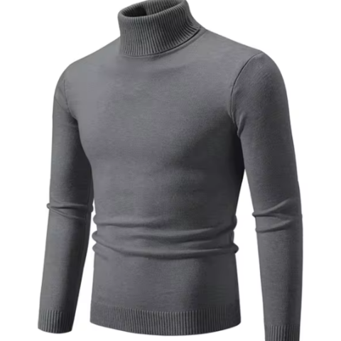 Stylish turtleneck jumper with cable knit pattern