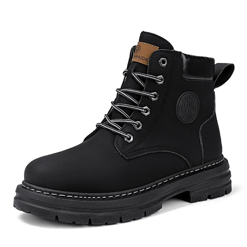 Boots with waterproof upper and sturdy rubber sole