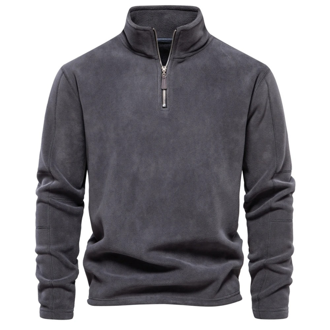 Soft fleece pullover with zip and stand-up collar