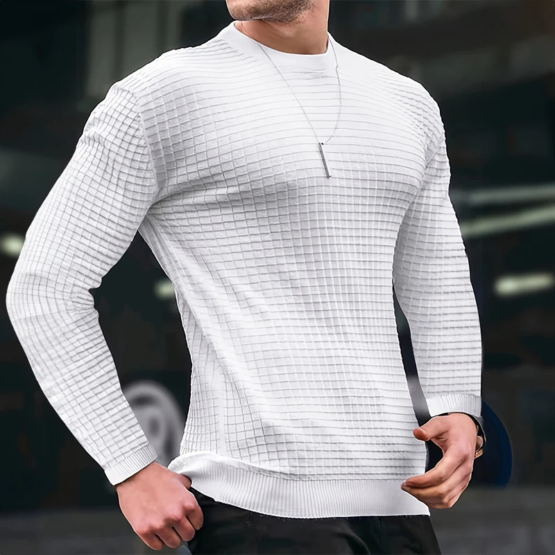 Men's with structure, round neck slim fit jumper