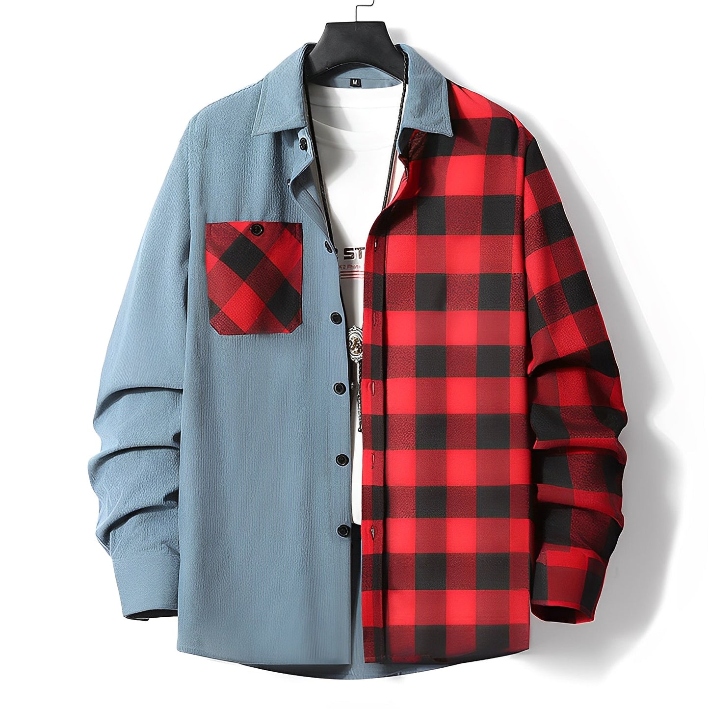 Men's Long Sleeve Shirt - Corduroy Check - Winter Style