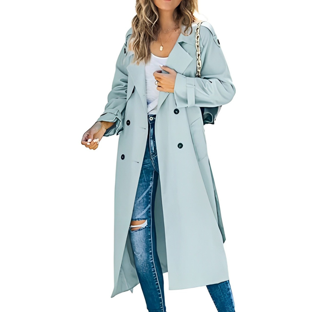 Women's Elegant Trench Coat - Stylish Design with Pockets - Versatile Outerwear for Any Occasion