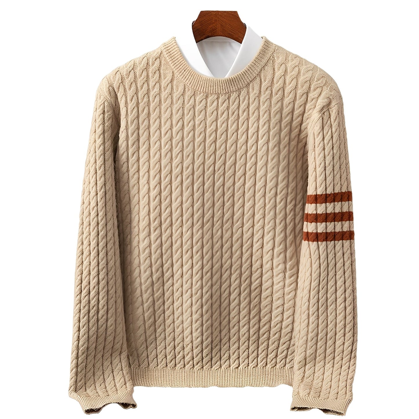 Men's Chunky Knit Jumper - Round Neck - Loose Fit