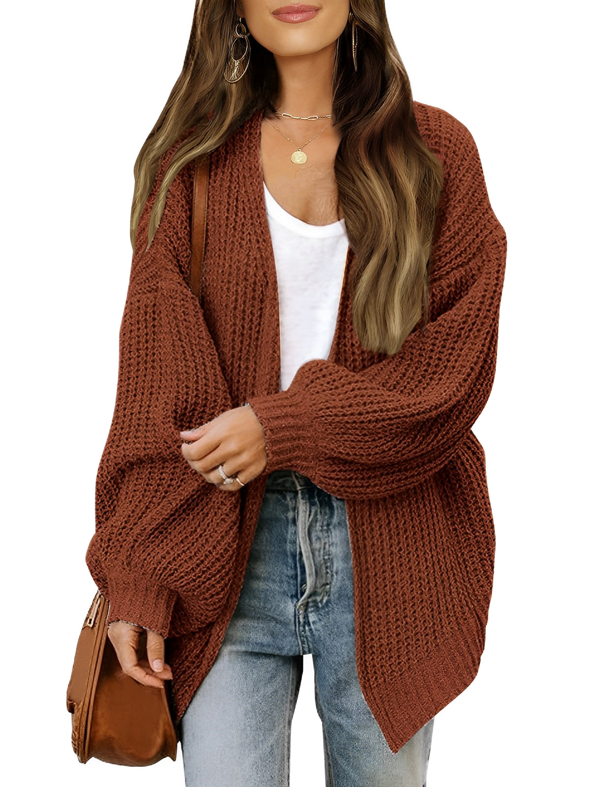 Women - Jumper - Cozy Knit with Lantern Sleeves - Stylish Casual Sweater for All Seasons