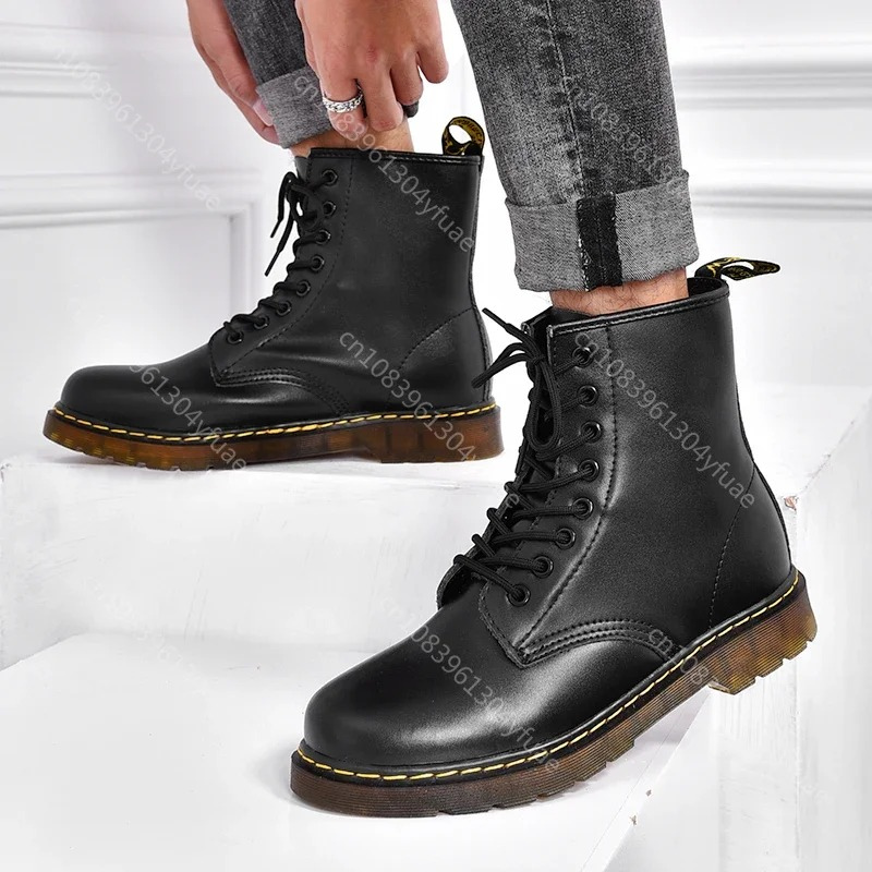 Boots with robust rubber soles and classic lacing