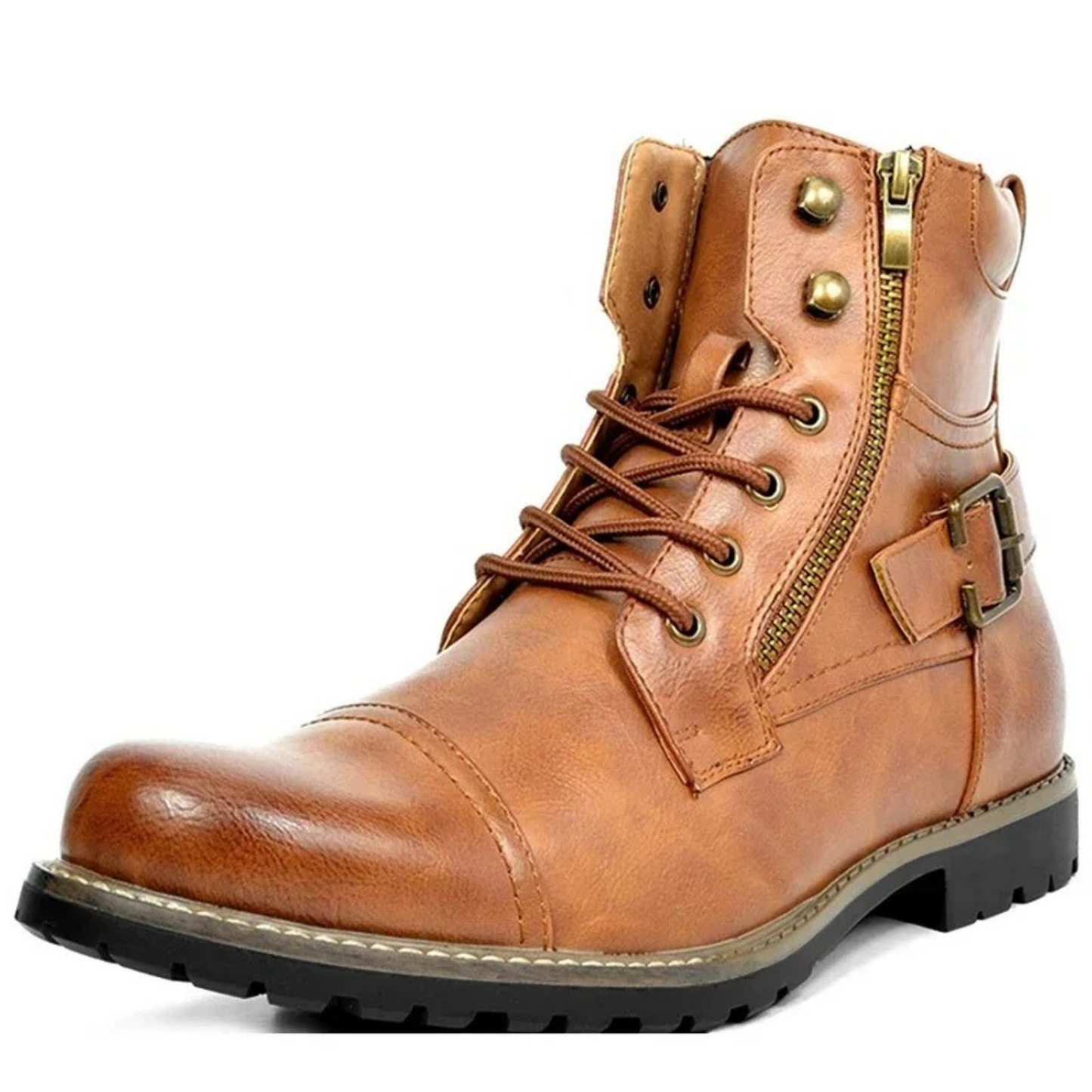 Boots with laces and side zip