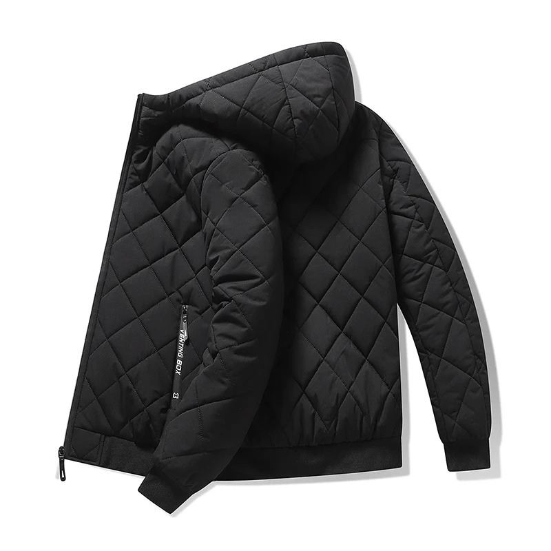 Men's puffer jacket with quilted pattern and side pockets