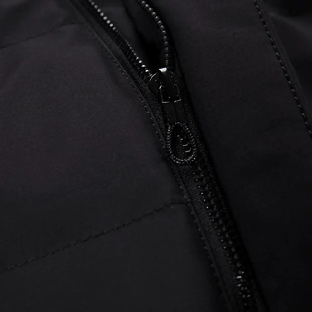 Men's puffer jacket with hood and zip front