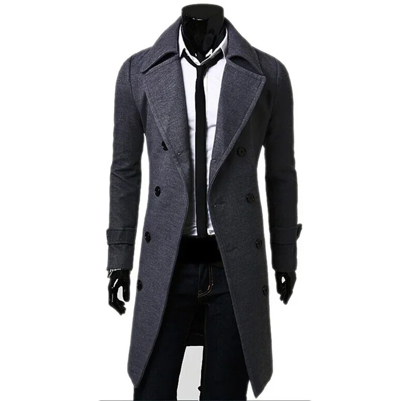 Long double-breasted coat with slim fit