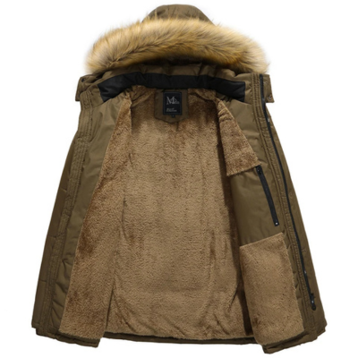 Winter jacket thickly lined with fur collar and zip