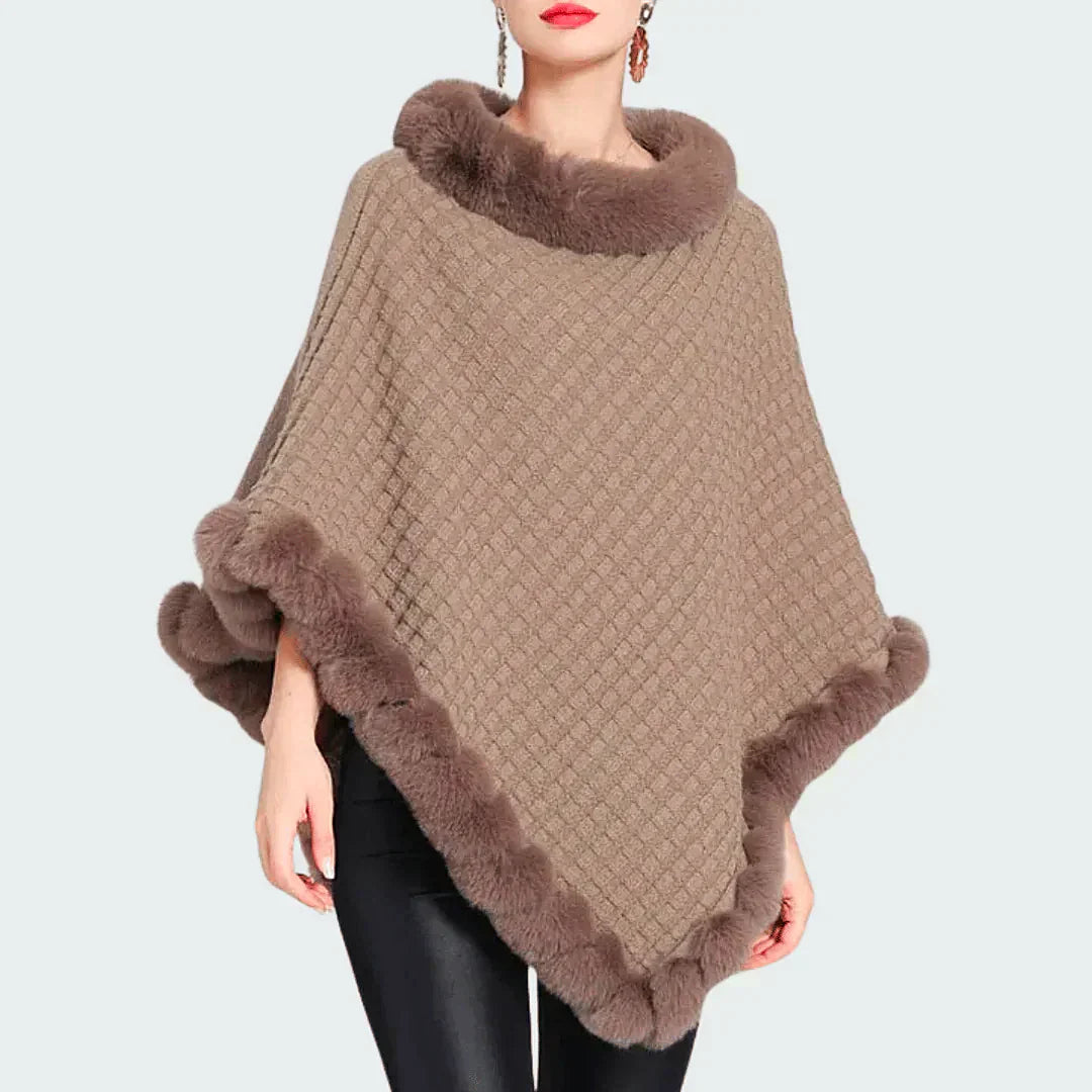 Women - Turtleneck Poncho - Cozy Knit Fabric - Stylish & Versatile Layering Essential