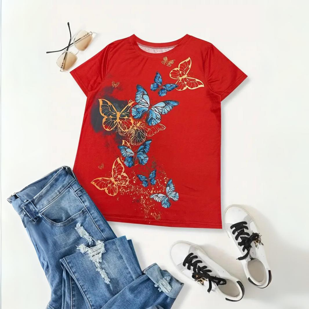 Shirt with butterfly print