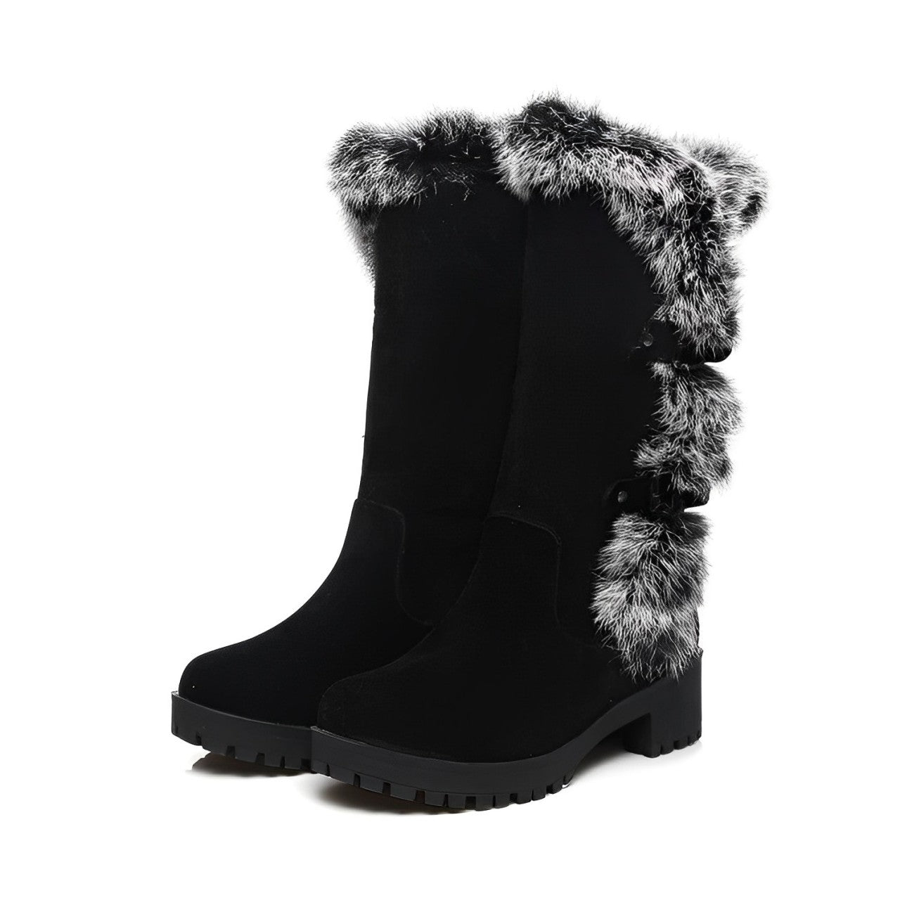 Women - Snow Boots - Elegant Suede - Stylish Winter Footwear for Comfort and Warmth