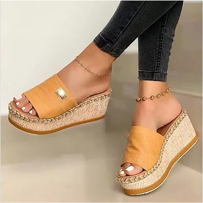 Casual wedge heel sandals with espadrille sole