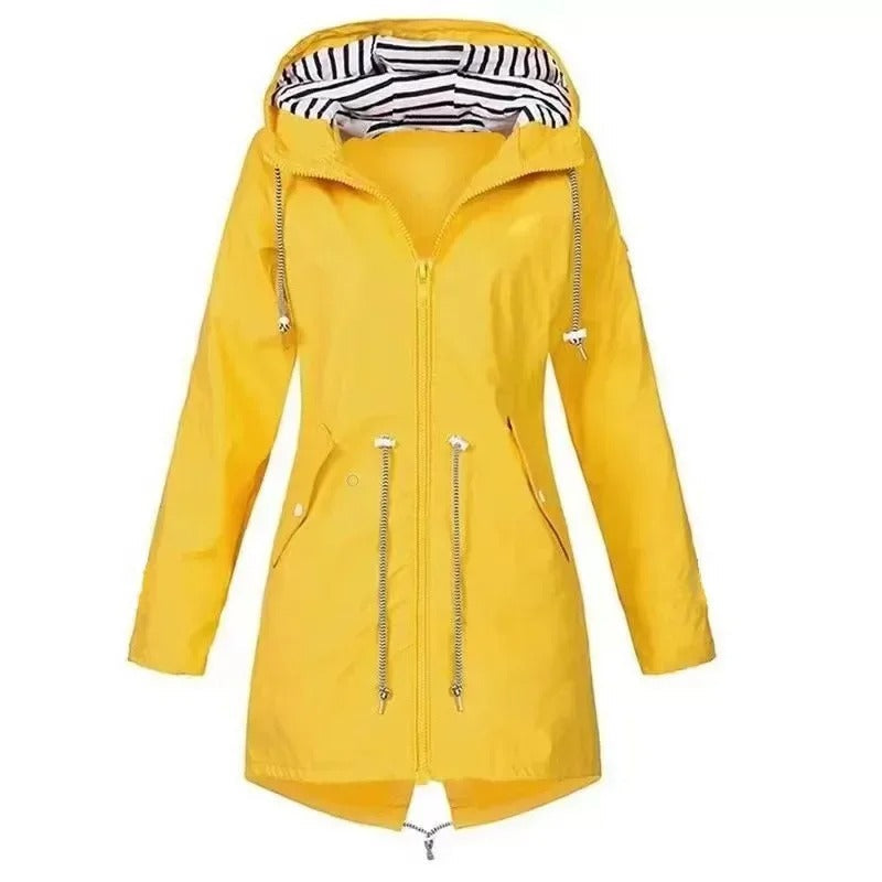 Women's - Outdoor Rain Jacket - Adjustable Drawstring - Waterproof and Stylish for All Weather Adventures