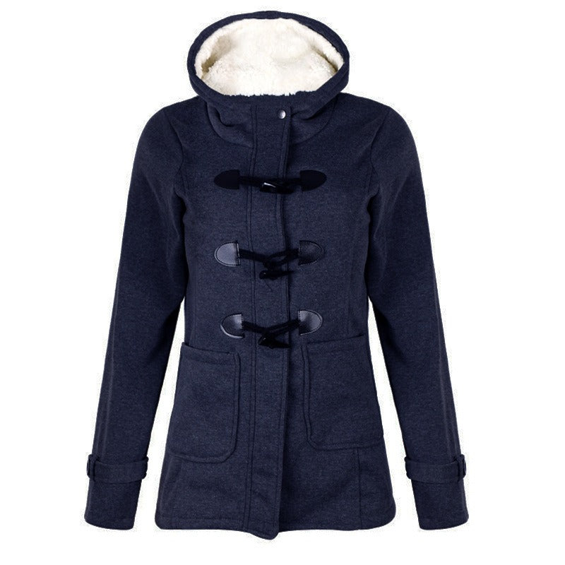 Women - Long Winter Trench Coat - Hooded & Warm - Stylish Outerwear for Cold Weather