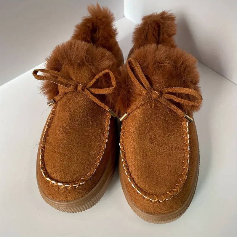 Winter snow boots made of thick fleece