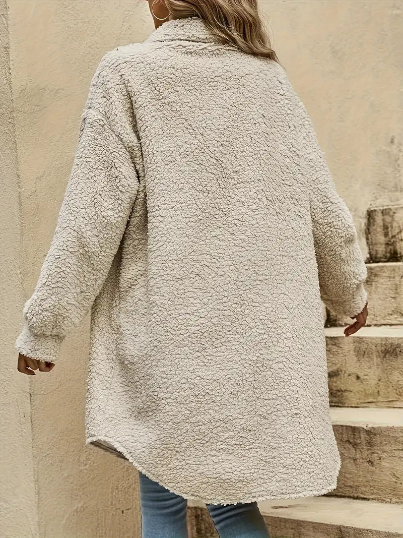 Knitted casual long plush jacket