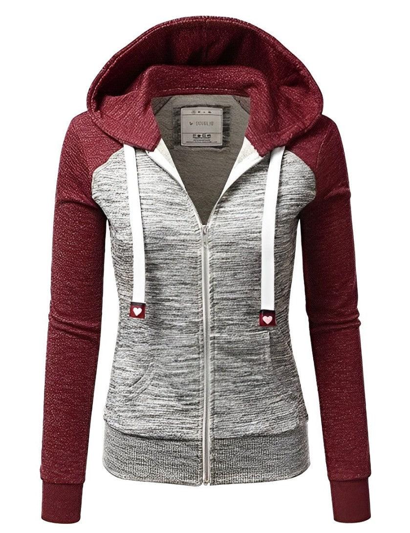 Women - Hoodie - Soft Striped Fabric with Zip Fastening - Stylish & Comfortable Outerwear